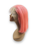 12" 13x4 Transparent Lace Human Hair Bob PINK