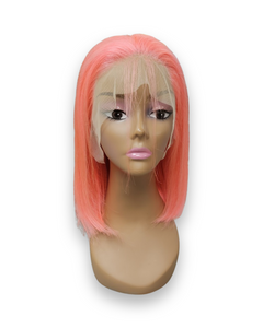 12" 13x4 Transparent Lace Human Hair Bob PINK
